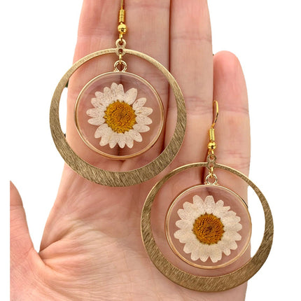 Real Embossed Gold Brass Hypoallergenic Earrings
