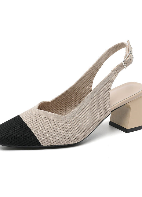 Breathable Square Toe Cap High Heel