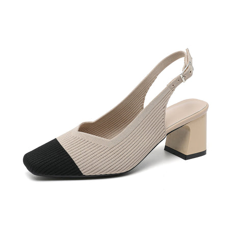 Breathable Square Toe Cap High Heel