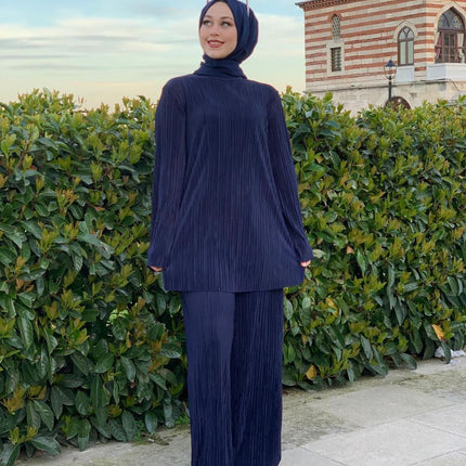 Ethnic Style Loose Casual Pleated Suit Set