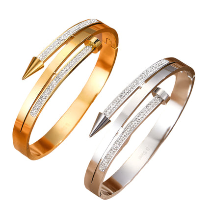 Stainless Steel Rhinestone Bangle