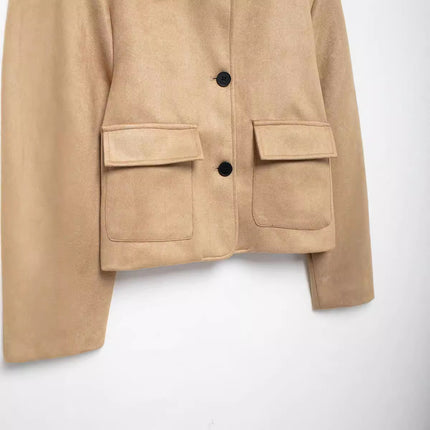 Simple Suede Leather Short Jacket