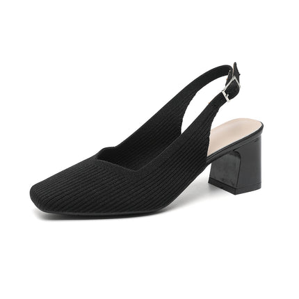 Breathable Square Toe Cap High Heel