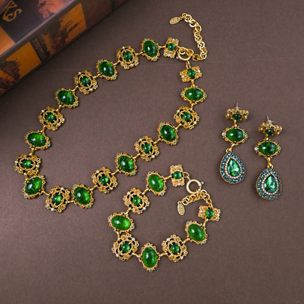 Glass Hollow Jewelled Necklace, Bracelet & Earring Combinations