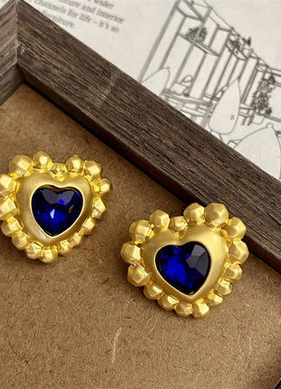 Heart Blue Crystal Earrings