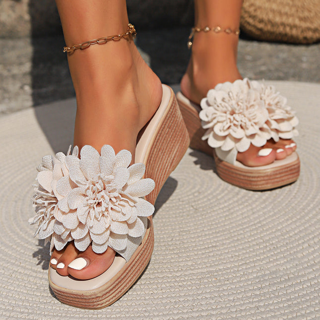 Flower Design Wedge Mule