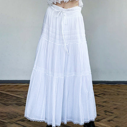 Gentle Lace Patchwork Slimming Long Skirt