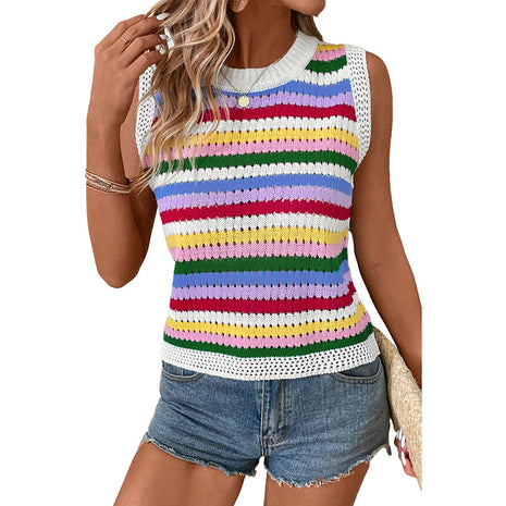 Japanese Dopamine Striped Round Neck Pullover
