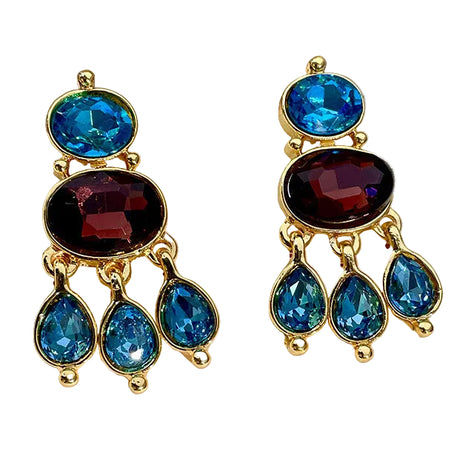 Vintage Red & Blue Crystal Earrings
