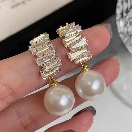 Zircon Pearl Vintage Earrings