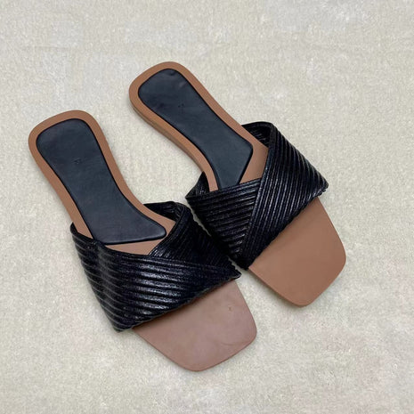 Casual Leather Pleated Flat