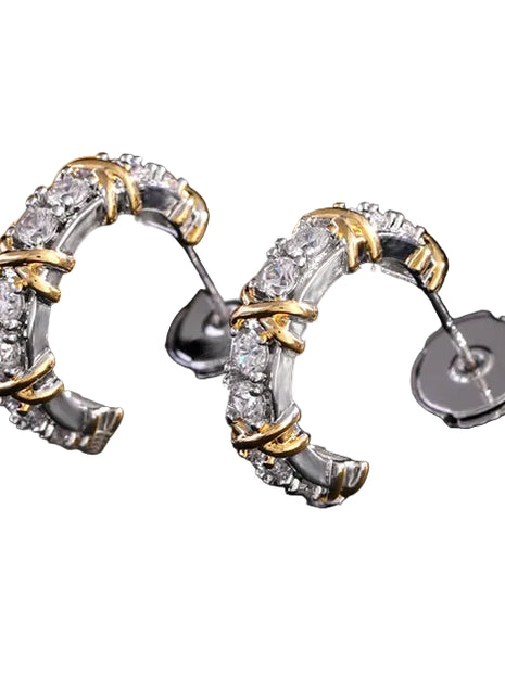 A925 Silver White Electroplated Noble Cold Luxury Earrings
