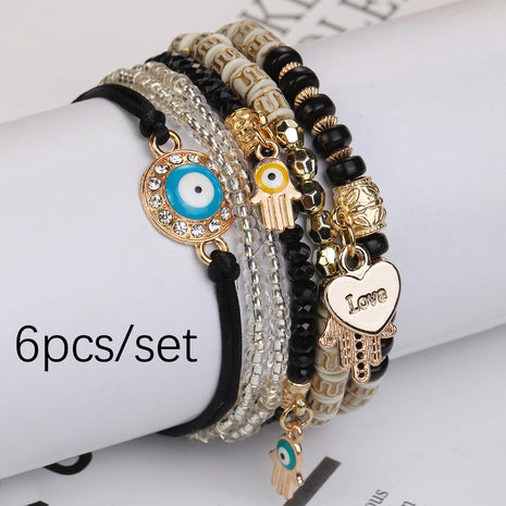 Set de 6 pulseras de cuerda trenzada