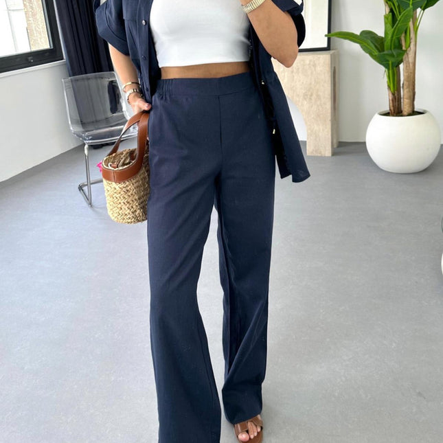 Casual Drawstring Top Trousers and Pants Two-piece Suit