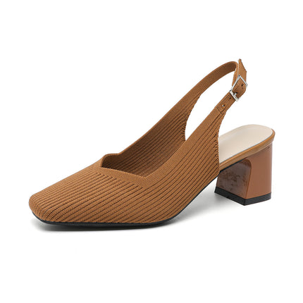 Breathable Square Toe Cap High Heel