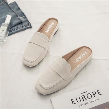 Closed Toe Half Cowhide Soft Leather Flat