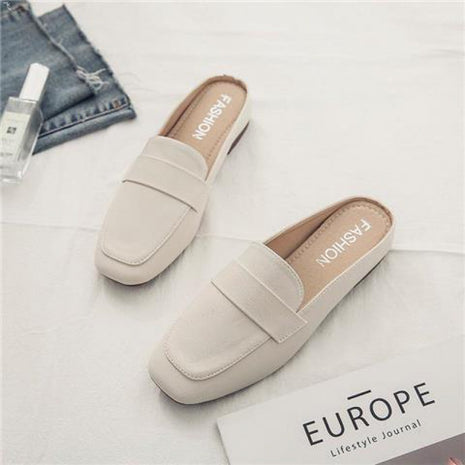 Zapato plano de cuero suave de media piel de vacuno con puntera cerrada