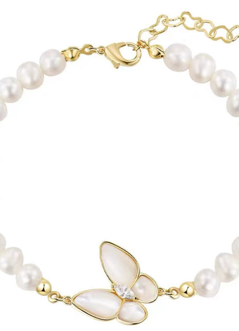 Freshwater Pearl Butterfly Bracelet – Elegant Women's Jewelry