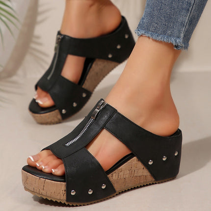 Plus Size Peep Toe Wedge Mule