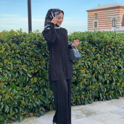 Ethnic Style Loose Casual Pleated Suit Set