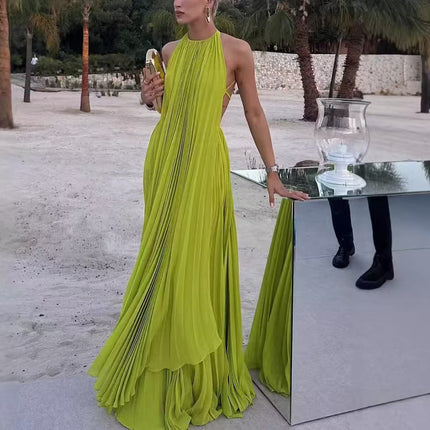 Round Neck Sleeveless Backless Dress