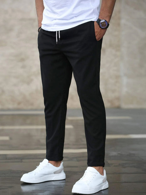 カジュアルスリムフィットドローストリングポケットパンツ