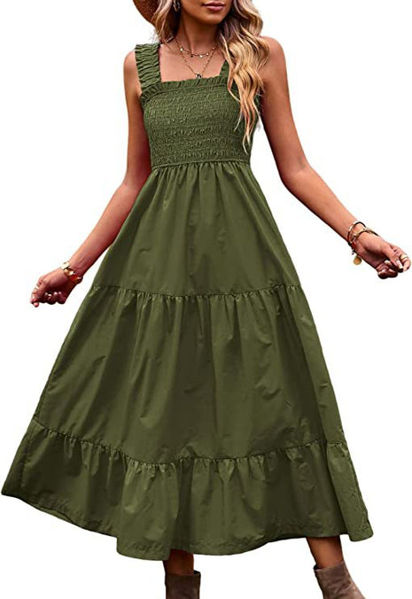 Bohemian Sleeveless Spaghetti Strap Maxi Dress