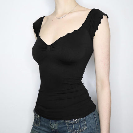 Lace Chest-shaped Waist-tight Exposed Back Short-sleeved Slimming Top