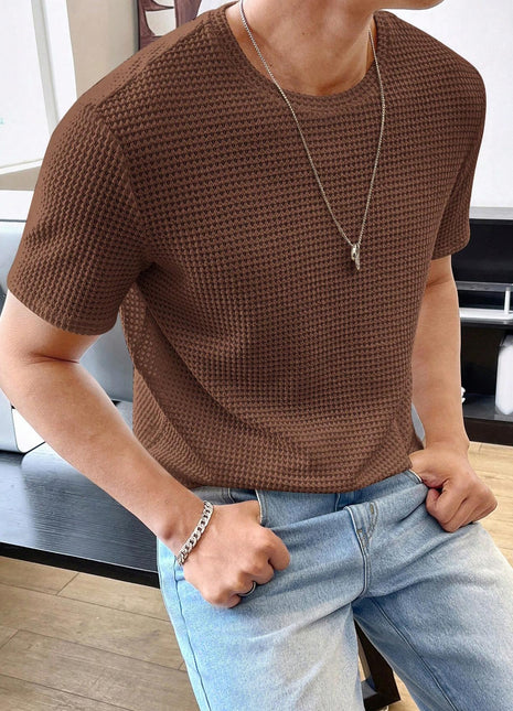 Manga Corta Suelta de Color Liso para Hombre