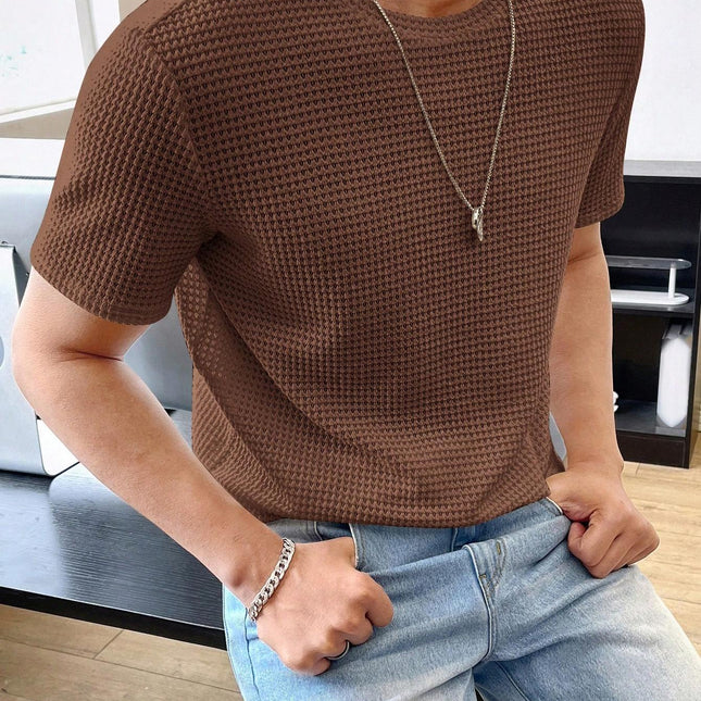 Men's Casual Loose Solid Color Short Sleeve