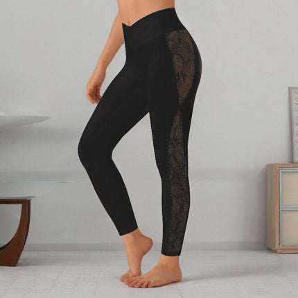 Slim Lace Stitching High Top Leggings