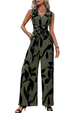 High Waist Lace-up Wide Leg Jumpsuit