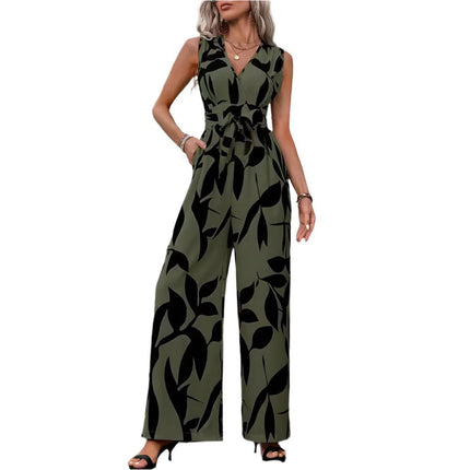 High Waist Lace-up Wide Leg Jumpsuit