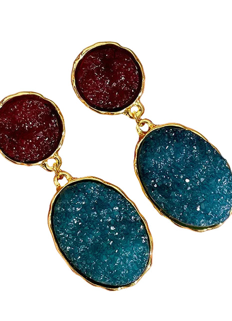 Darks Red Blue Crystal Earrings