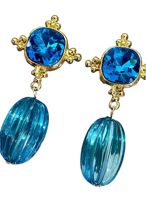 Light & Dark Blue Crystal Earrings
