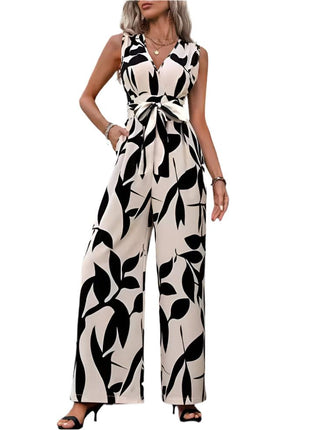 High Waist Lace-up Wide Leg Jumpsuit