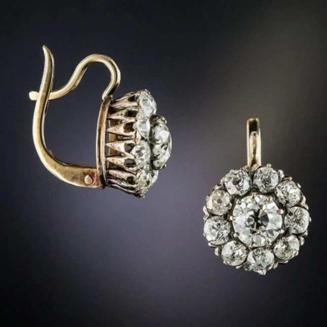 Rhinestone-encrusted Flower Artistic Earrings