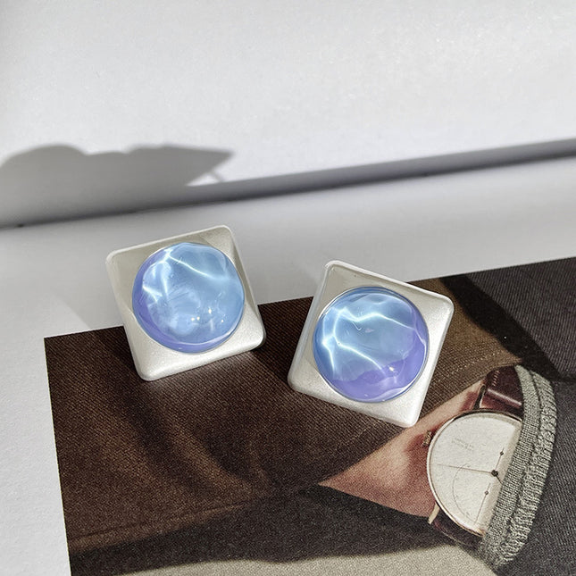 Stud Light Blue Crystal Earrings