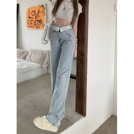 High Waist Wide Leg Flanging Waist Jeans