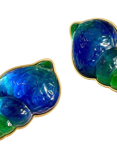 Snail Blue Green Crystal Earrings