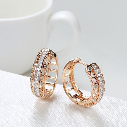 Natural Zircon Rose Gold Micro Rhinestone Earrings