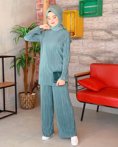 Conjunto de traje plisado informal de estilo étnico