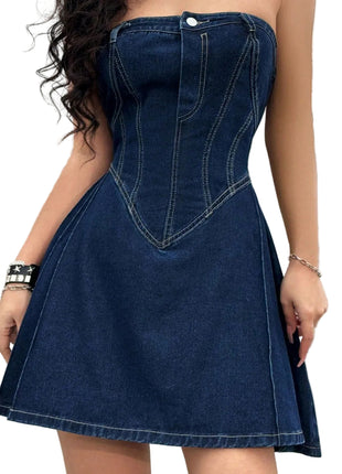 Women's Off-Shoulder Corset Denim Mini Dress
Blue Denim-Look Off-Shoulder Mini Dress
Corset Waist Sleeveless Denim Dress
Women's Casual Denim Mini Dress
Versatile Off-Shoulder Blue Mini Dress