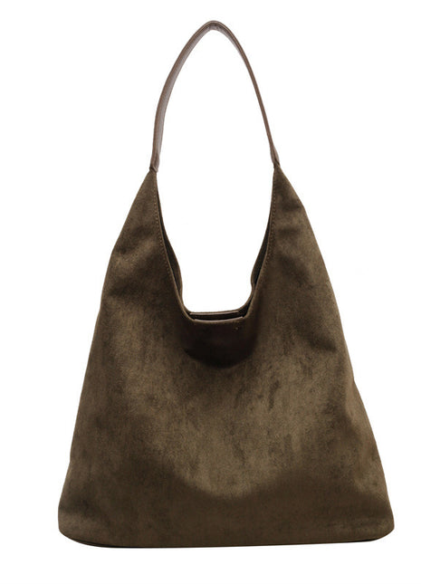 One-Shoulder Large Capacity Underarm Handbag | Women's Suede Shoulder Bag dark green