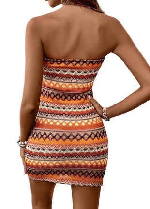Versatile Orange Striped Midi Dress