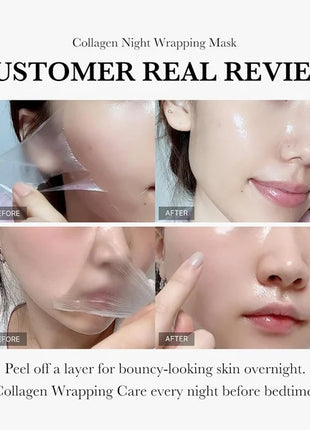 Mascarilla Facial Nocturna Colágeno Ingredientes Naturales Reafirmante Elasticidad e Hidratación Antiarrugas Brocha de Regalo