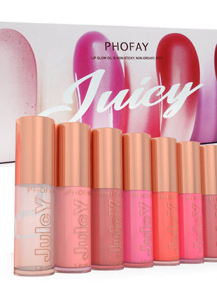 PHOFAY Juicy Lip Oil Set of 8 | Ultra-Moisturizing Non-Sticky Hydrating Lip Oil Collection