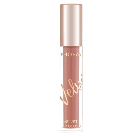 PHOFAY Velvet Lip Gloss | Weightless Soft Matte Liquid Lip Color pink nude
