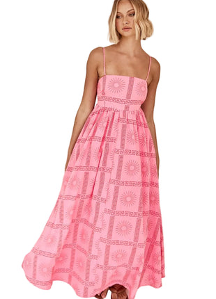 Versatile Pink Summer Dress with Open Back Design