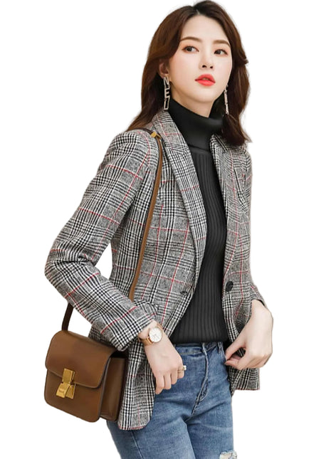 Versatile Plaid Casual Coat for Office and Formal Wear